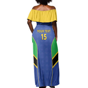 Afro Tanzania Football Custom Off Shoulder Maxi Dress Go Taifa Stars Go - African Pride