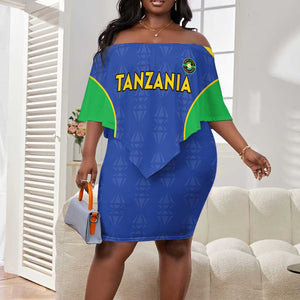 Afro Tanzania Football Custom Off Shoulder Short Dress Go Taifa Stars Go - African Pride