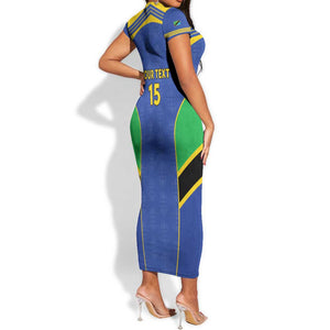 Afro Tanzania Football Custom Short Sleeve Bodycon Dress Go Taifa Stars Go - African Pride