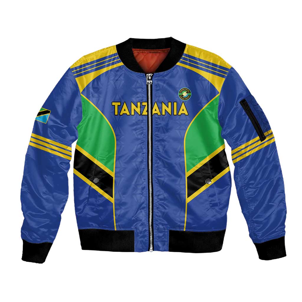 Afro Tanzania Football Custom Sleeve Zip Bomber Jacket Go Taifa Stars Go - African Pride