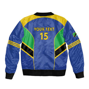 Afro Tanzania Football Custom Sleeve Zip Bomber Jacket Go Taifa Stars Go - African Pride