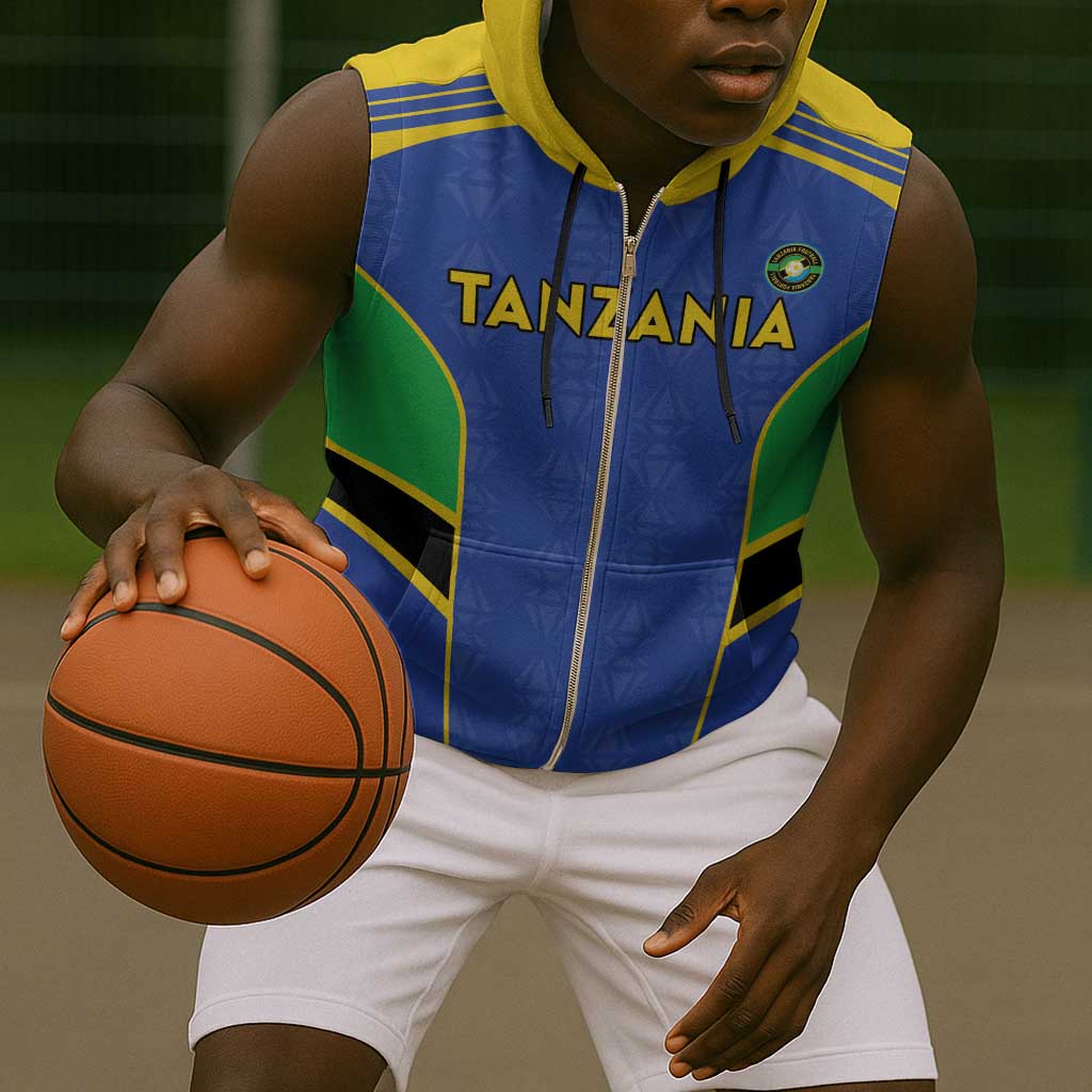 Afro Tanzania Football Custom Sleeveless Zip Hoodie Go Taifa Stars Go - African Pride