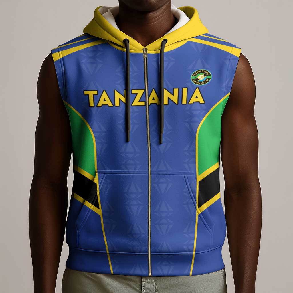 Afro Tanzania Football Custom Sleeveless Zip Hoodie Go Taifa Stars Go - African Pride