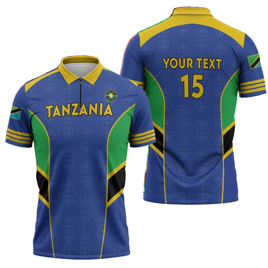 Custom Tanzania Football Zipper Polo Shirt Go Taifa Stars Go
