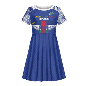 Afro Central African Republic Football Custom Kid Short Sleeve Dress Go Champions - African Pride