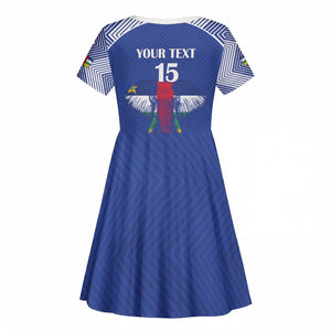 Afro Central African Republic Football Custom Kid Short Sleeve Dress Go Champions - African Pride
