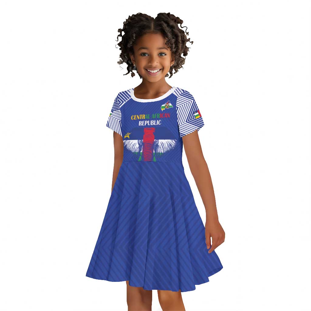 Afro Central African Republic Football Custom Kid Short Sleeve Dress Go Champions - African Pride