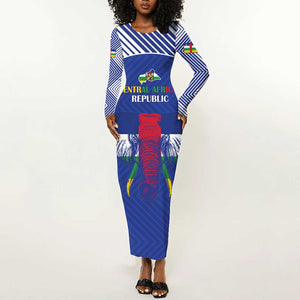 Afro Central African Republic Football Custom Long Sleeve Bodycon Dress Go Champions - African Pride
