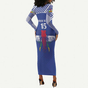 Afro Central African Republic Football Custom Long Sleeve Bodycon Dress Go Champions - African Pride