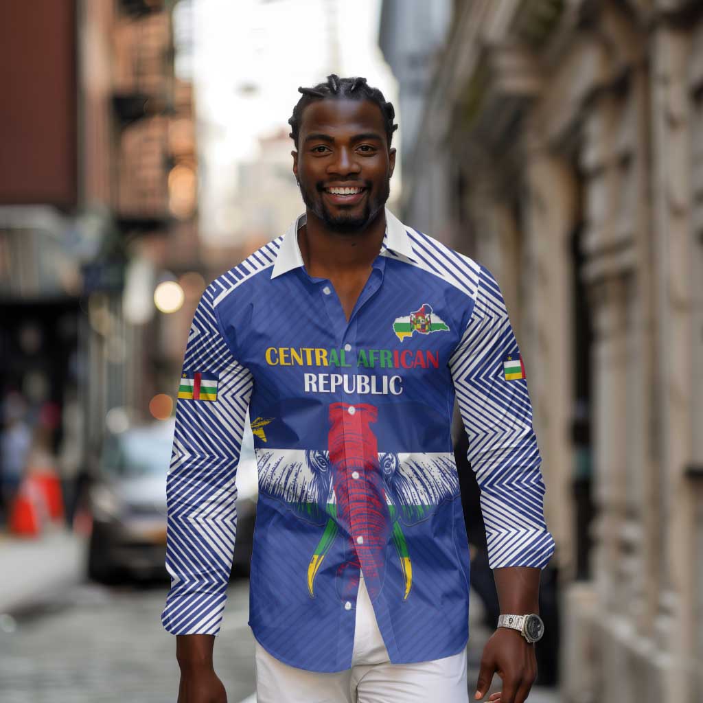 Afro Central African Republic Football Custom Long Sleeve Button Shirt Go Champions - African Pride