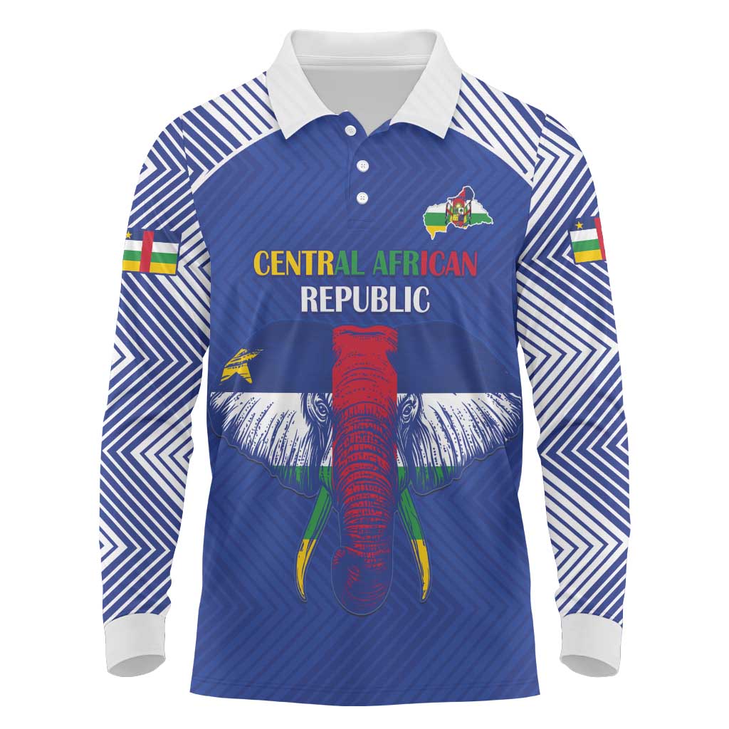 Afro Central African Republic Football Custom Long Sleeve Polo Shirt Go Champions - African Pride