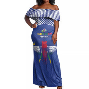 Afro Central African Republic Football Custom Off Shoulder Maxi Dress Go Champions - African Pride