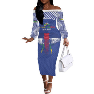 Afro Central African Republic Football Custom Off The Shoulder Long Sleeve Dress Go Champions - African Pride