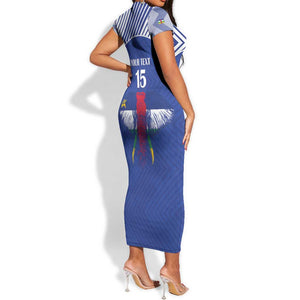 Afro Central African Republic Football Custom Short Sleeve Bodycon Dress Go Champions - African Pride