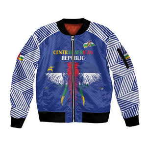 Afro Central African Republic Football Custom Sleeve Zip Bomber Jacket Go Champions - African Pride