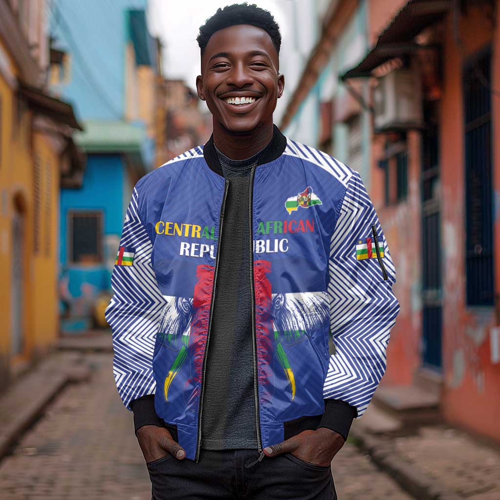 Afro Central African Republic Football Custom Sleeve Zip Bomber Jacket Go Champions - African Pride