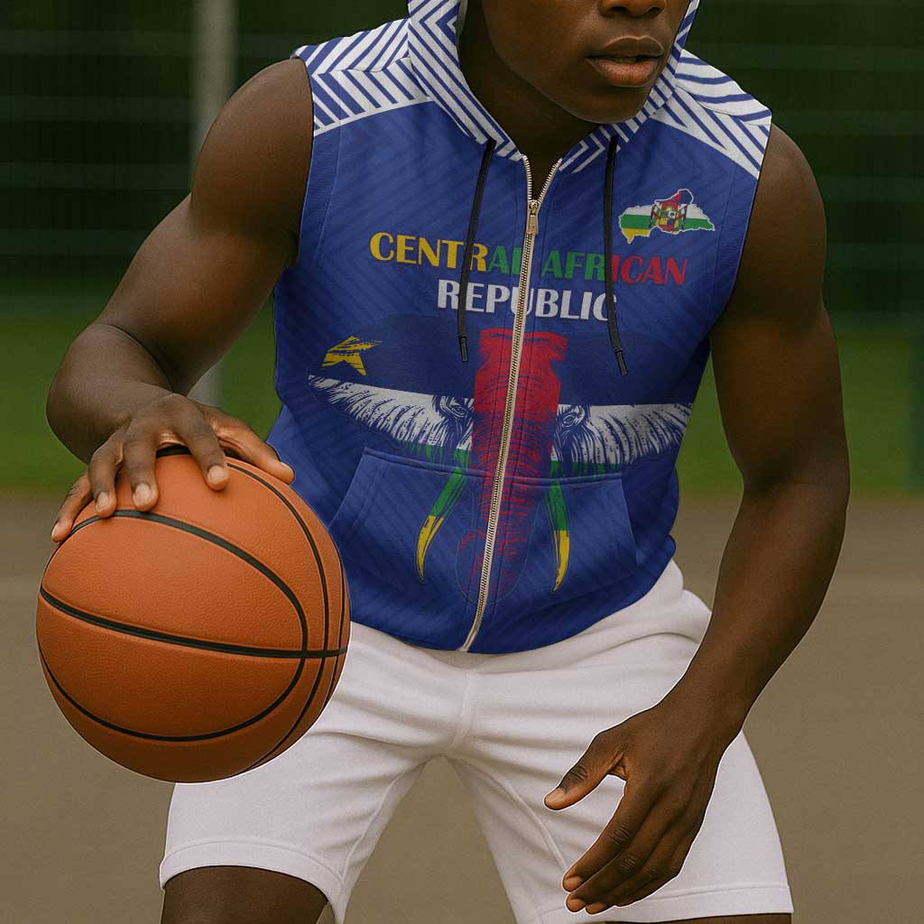 Afro Central African Republic Football Custom Sleeveless Zip Hoodie Go Champions - African Pride