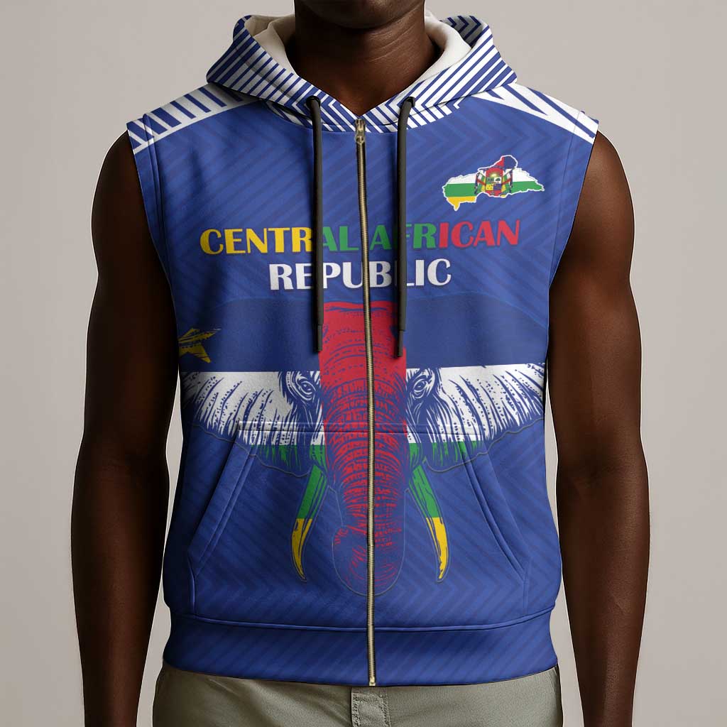 Afro Central African Republic Football Custom Sleeveless Zip Hoodie Go Champions - African Pride