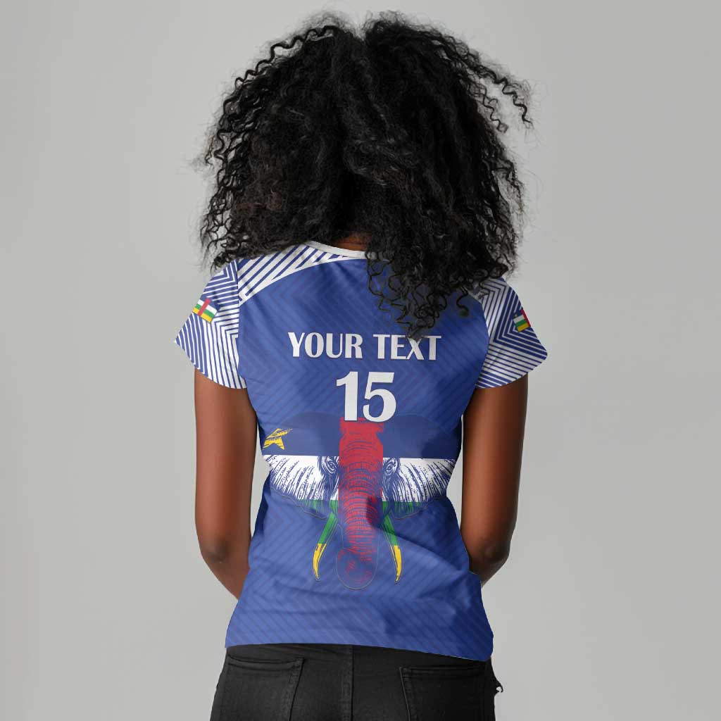Afro Central African Republic Football Custom Women V-Neck T-Shirt Go Champions - African Pride