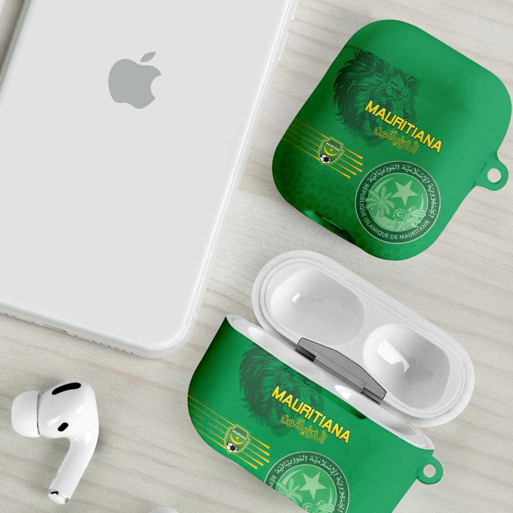 Mauritania Football AirPods Case Coat Of Arms With Islamic Pattern