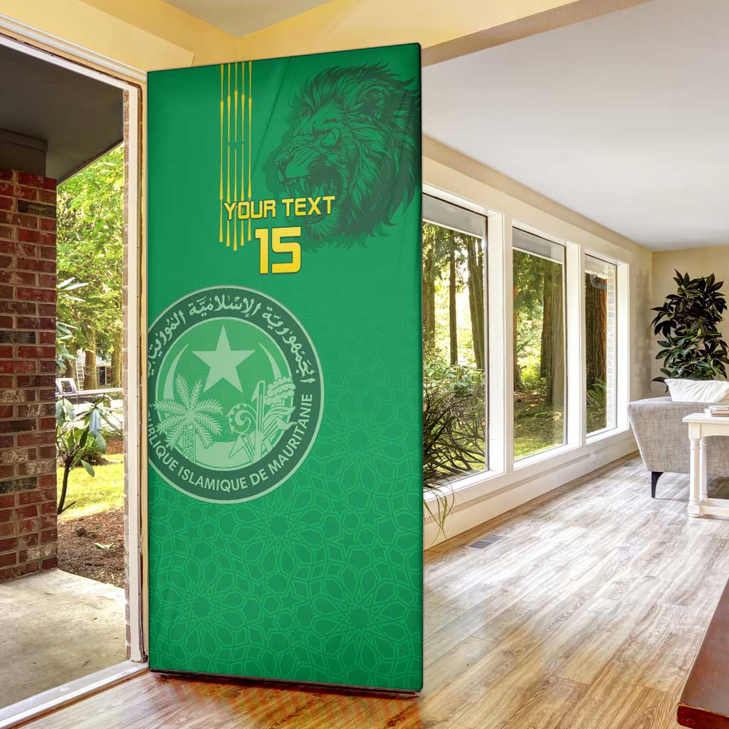 Custom Mauritania Football Door Cover Coat Of Arms With Islamic Pattern