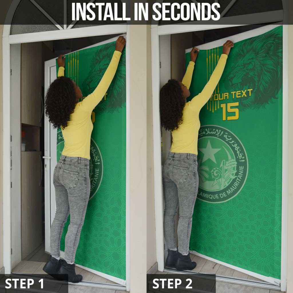 Custom Mauritania Football Door Cover Coat Of Arms With Islamic Pattern