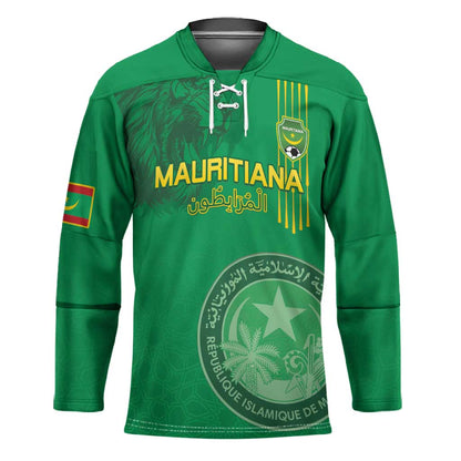 Custom Mauritania Football Hockey Jersey Coat Of Arms With Islamic Pattern