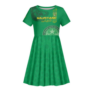 Afro Mauritania Football Custom Kid Short Sleeve Dress Go Al-Murabitun - African Pride