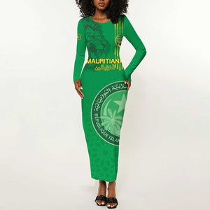Afro Mauritania Football Custom Long Sleeve Bodycon Dress Go Al-Murabitun - African Pride