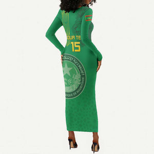 Afro Mauritania Football Custom Long Sleeve Bodycon Dress Go Al-Murabitun - African Pride