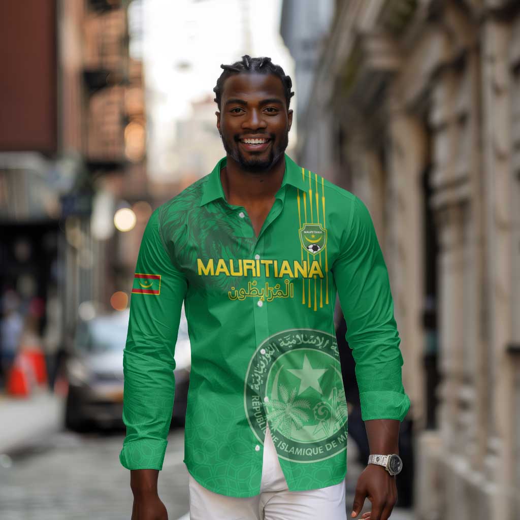 Afro Mauritania Football Custom Long Sleeve Button Shirt Go Al-Murabitun - African Pride