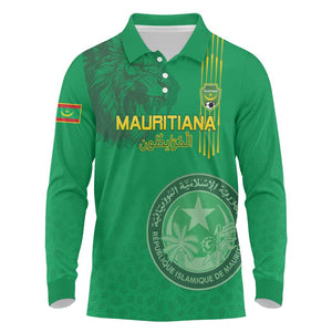 Afro Mauritania Football Custom Long Sleeve Polo Shirt Go Al-Murabitun - African Pride