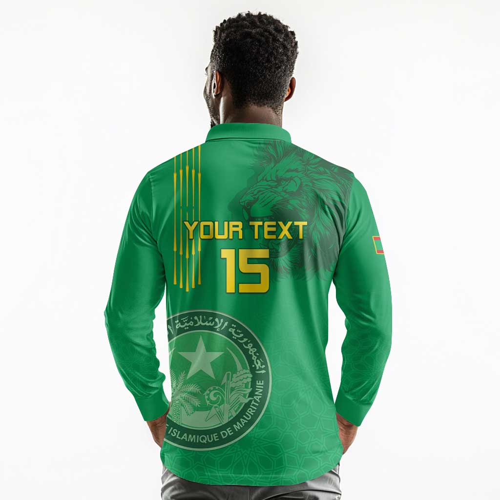 Afro Mauritania Football Custom Long Sleeve Polo Shirt Go Al-Murabitun - African Pride