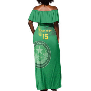Afro Mauritania Football Custom Off Shoulder Maxi Dress Go Al-Murabitun - African Pride