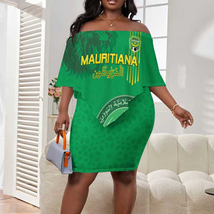 Afro Mauritania Football Custom Off Shoulder Short Dress Go Al-Murabitun - African Pride