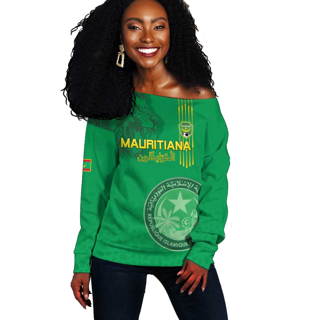 Afro Mauritania Football Custom Off Shoulder Sweater Go Al-Murabitun - African Pride