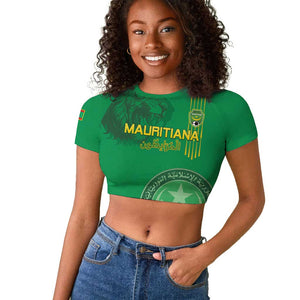 Afro Mauritania Football Custom Raglan Cropped T shirt Go Al-Murabitun - African Pride