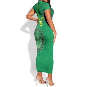 Afro Mauritania Football Custom Short Sleeve Bodycon Dress Go Al-Murabitun - African Pride