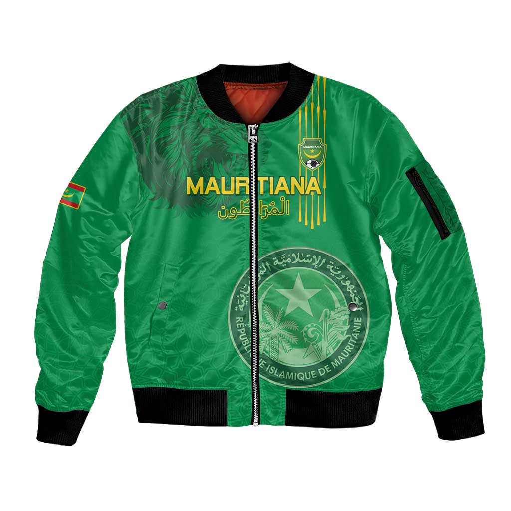 Afro Mauritania Football Custom Sleeve Zip Bomber Jacket Go Al-Murabitun - African Pride