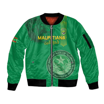 Afro Mauritania Football Custom Sleeve Zip Bomber Jacket Go Al-Murabitun - African Pride