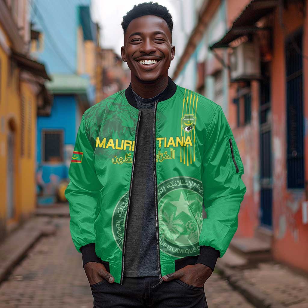 Afro Mauritania Football Custom Sleeve Zip Bomber Jacket Go Al-Murabitun - African Pride