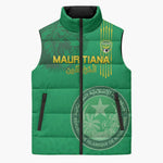 Custom Mauritania Football Sleeveless Puffer Jacket Coat Of Arms With Islamic Pattern