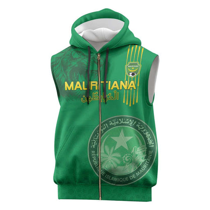 Afro Mauritania Football Custom Sleeveless Zip Hoodie Go Al-Murabitun - African Pride