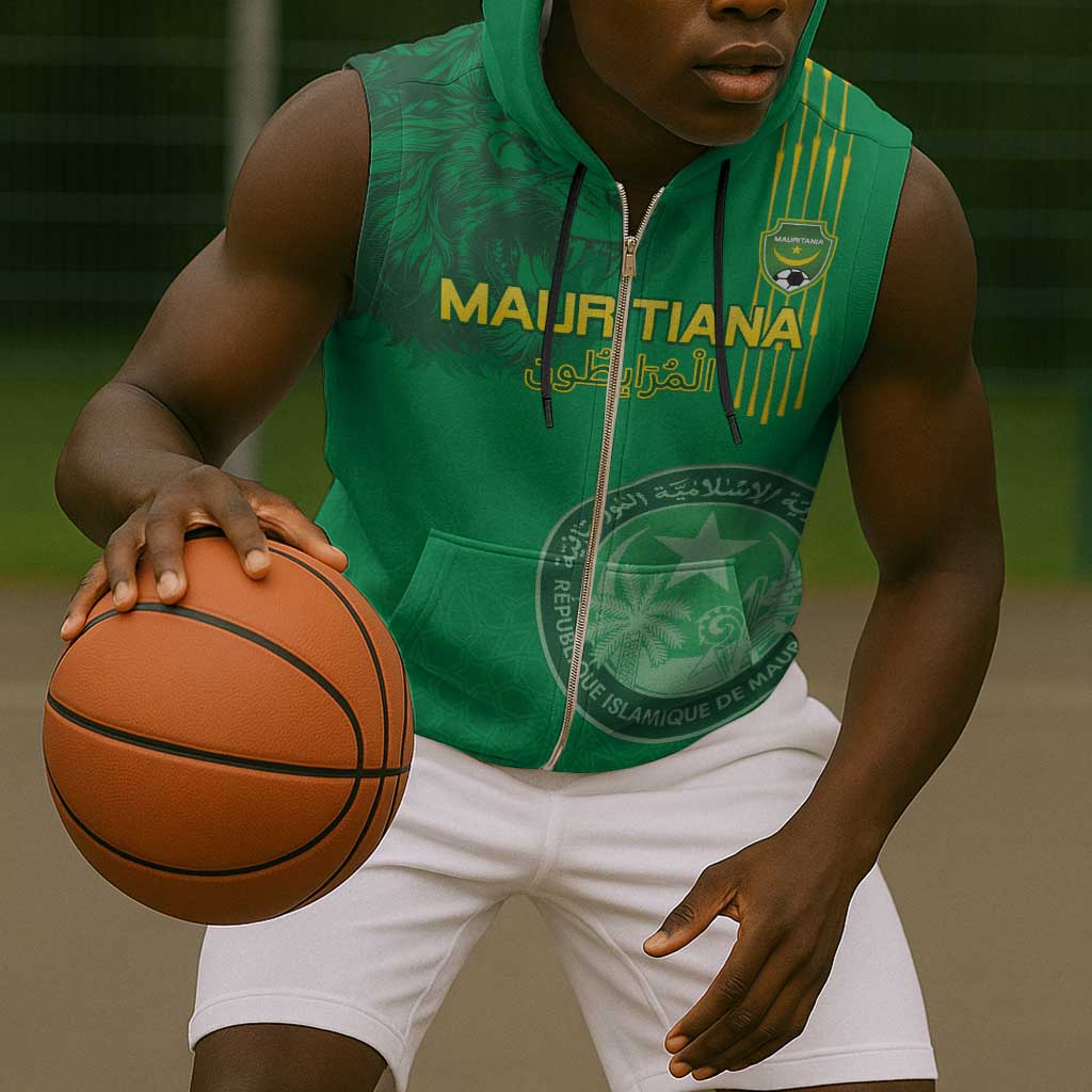 Afro Mauritania Football Custom Sleeveless Zip Hoodie Go Al-Murabitun - African Pride