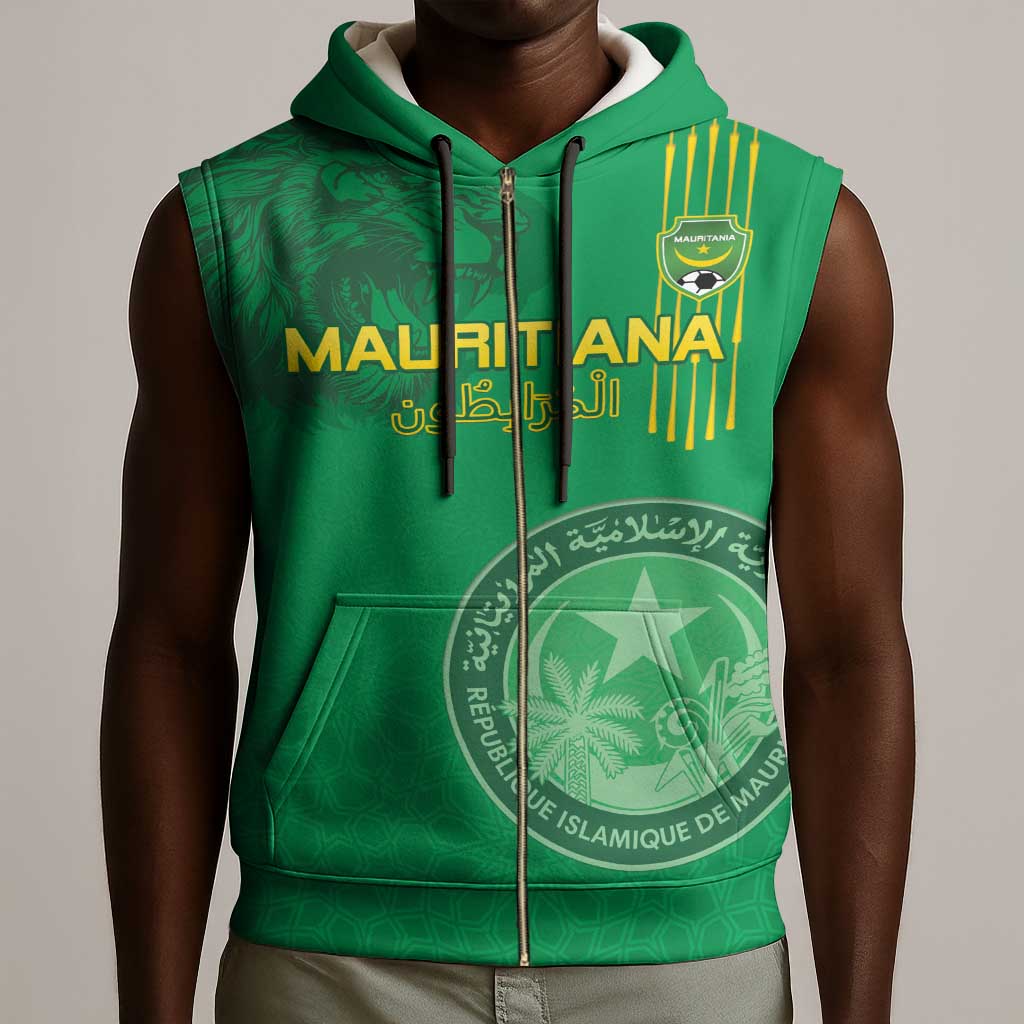 Afro Mauritania Football Custom Sleeveless Zip Hoodie Go Al-Murabitun - African Pride