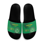 Mauritania Football Slide Sandals Coat Of Arms With Islamic Pattern