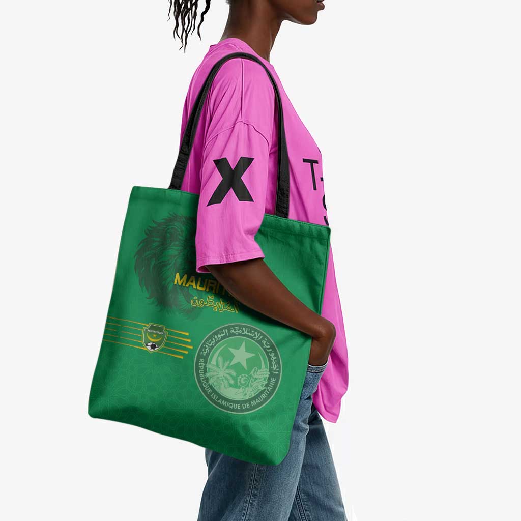 Mauritania Football Tote Bag Coat Of Arms With Islamic Pattern