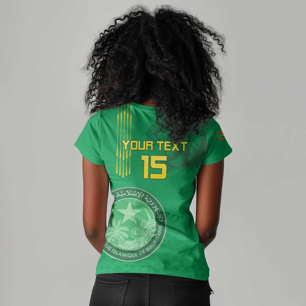 Afro Mauritania Football Custom Women V-Neck T-Shirt Go Al-Murabitun - African Pride