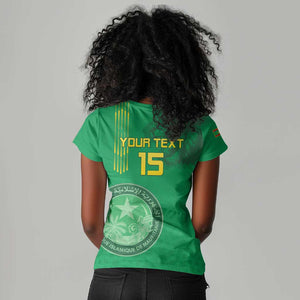 Afro Mauritania Football Custom Women V-Neck T-Shirt Go Al-Murabitun - African Pride