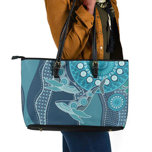 South Africa Whale Festival Leather Tote Bag African Shwe Shwe Pattern - African Pride